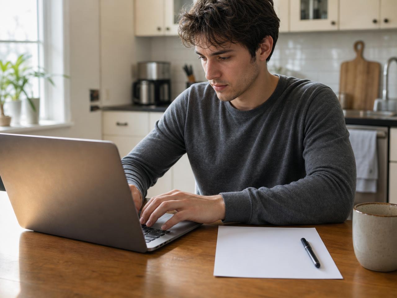 A person building a résumé on a laptop
